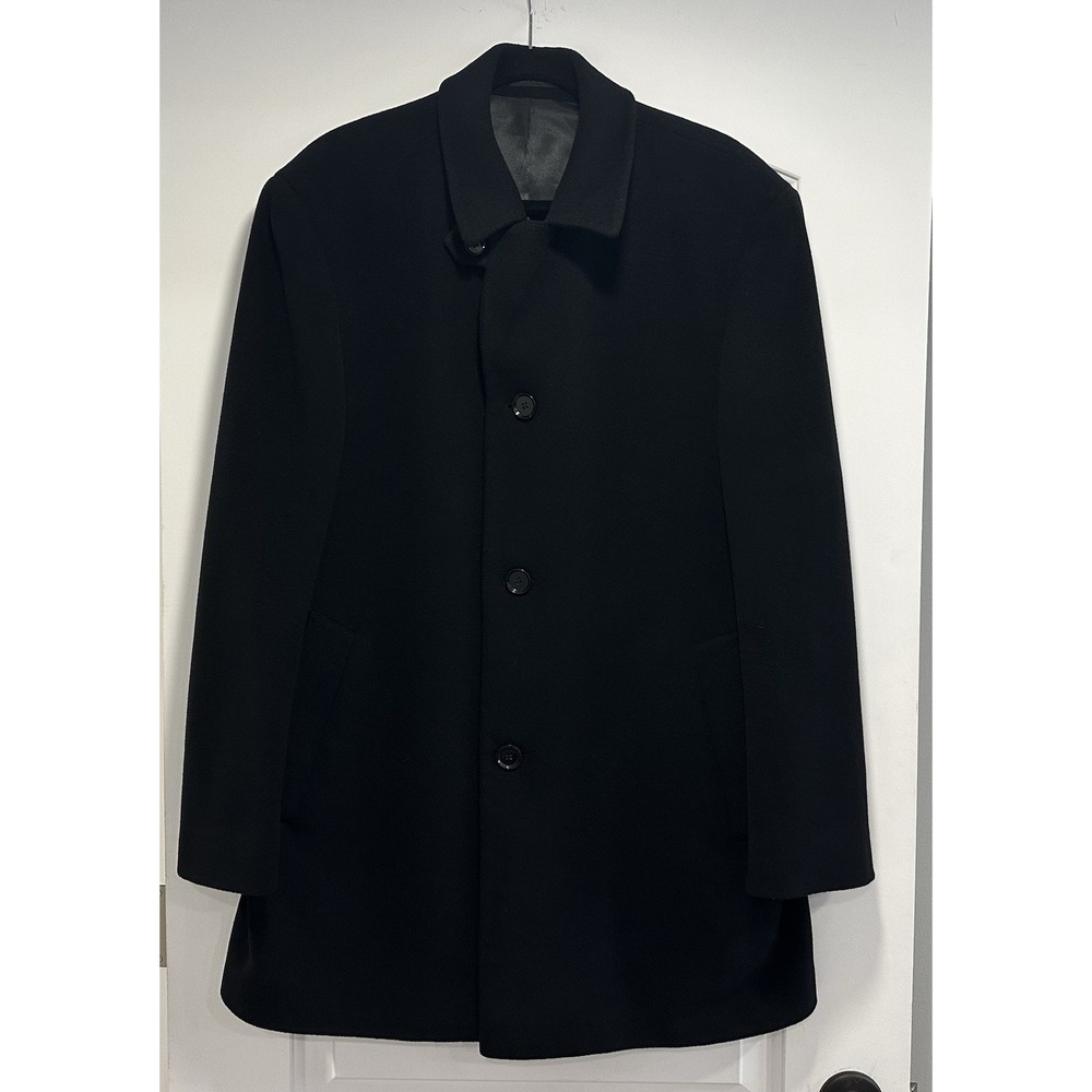 Calvin Klein Classic Black Wool Cashmere Overcoat Coat Men 42R Preppy Business